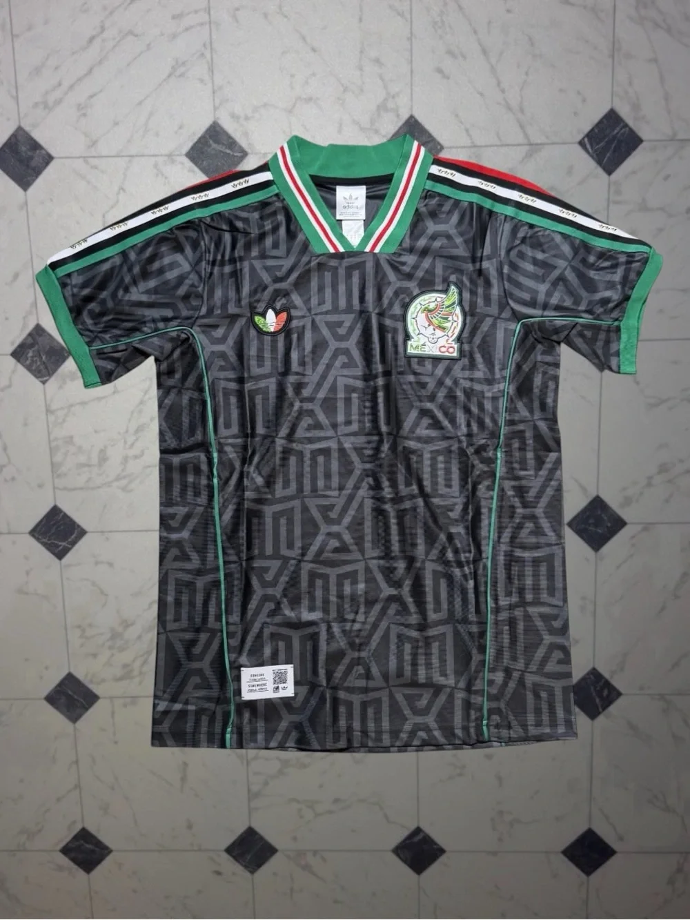 Adidas Mexico Lifestyle Jersey Black Geometric NWT Size M